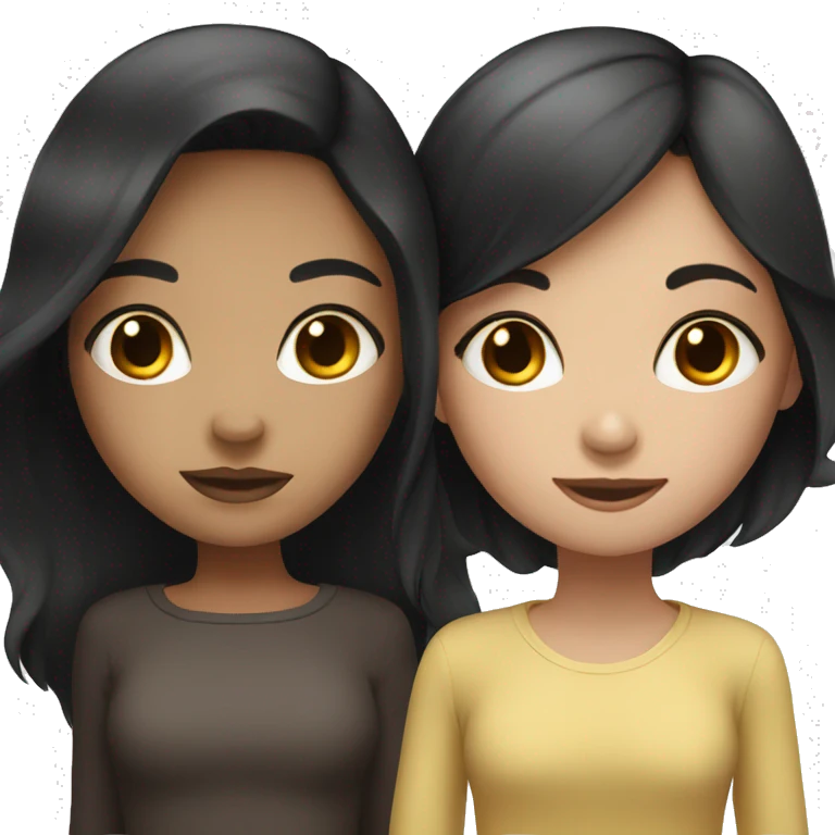 black haired girl with dark brown haired girl  emoji