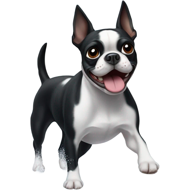 Boston terrier in snow emoji