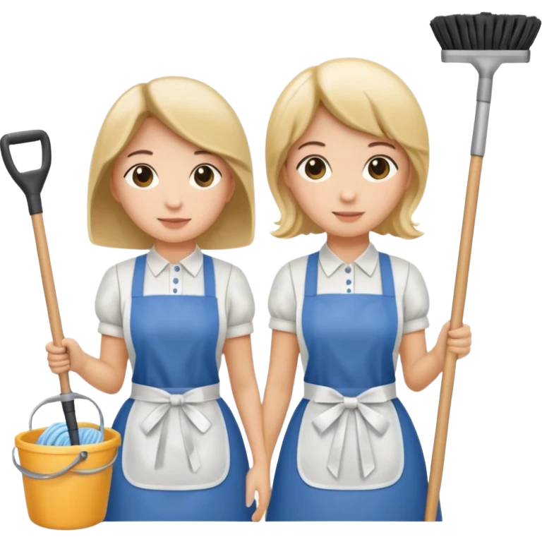 two maids are holding the mop emoji