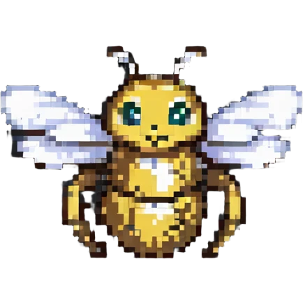 worker bee, simple and cute, pixel art emoji