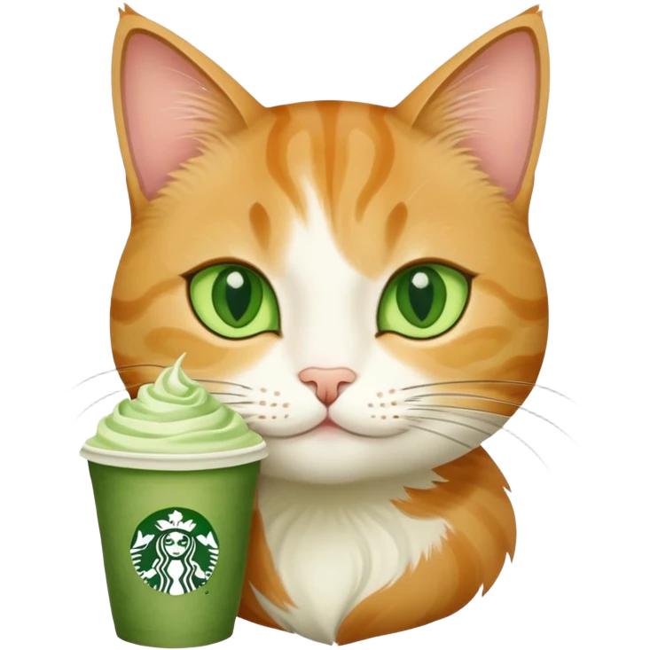 Cat eating starbucks matcha emoji