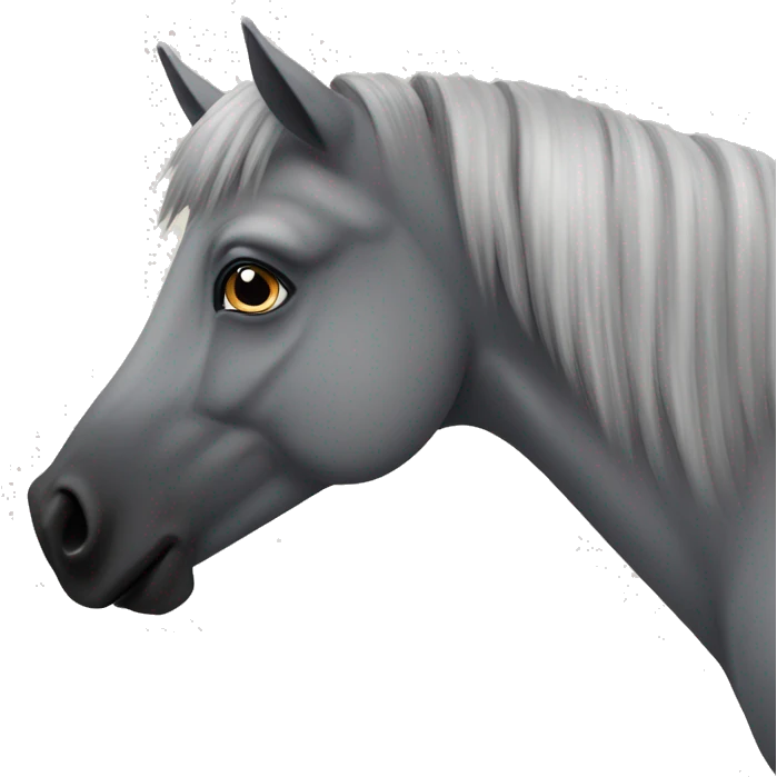 Grey fjord horse with little black shetland pony emoji