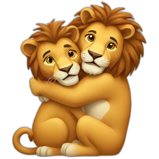 Hugging lion emoji