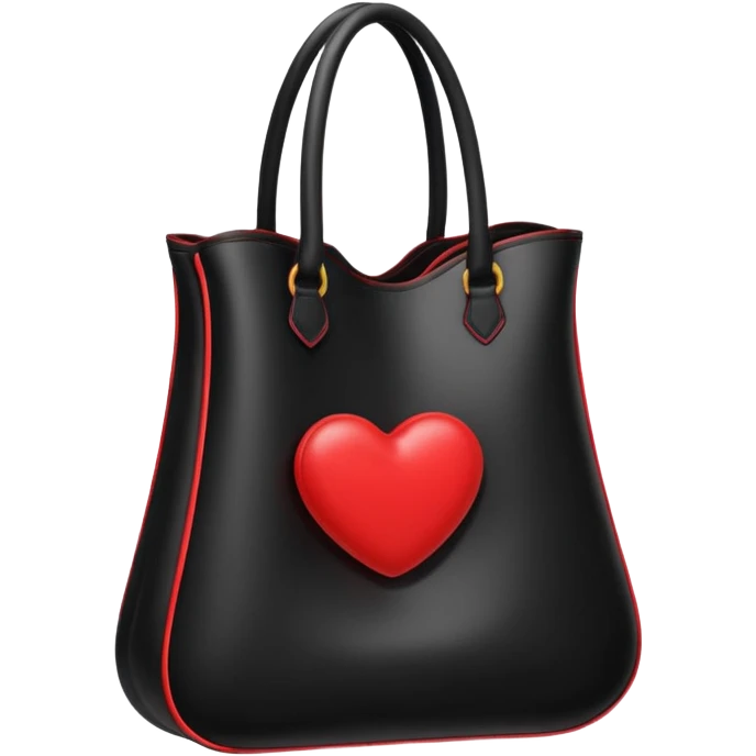 black inflated woman bag with red accent emoji