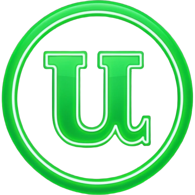 Make a logo of the letter UE with a neon green ring around in a circle emoji