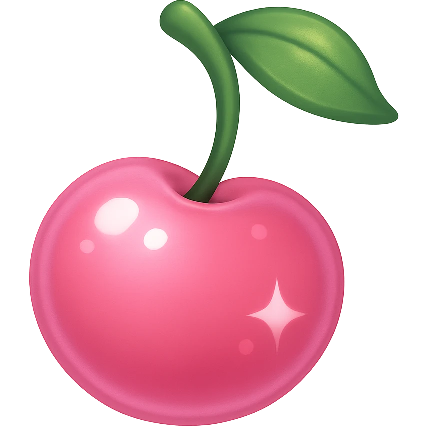 pink cherry emoji, cute and shiny emoji