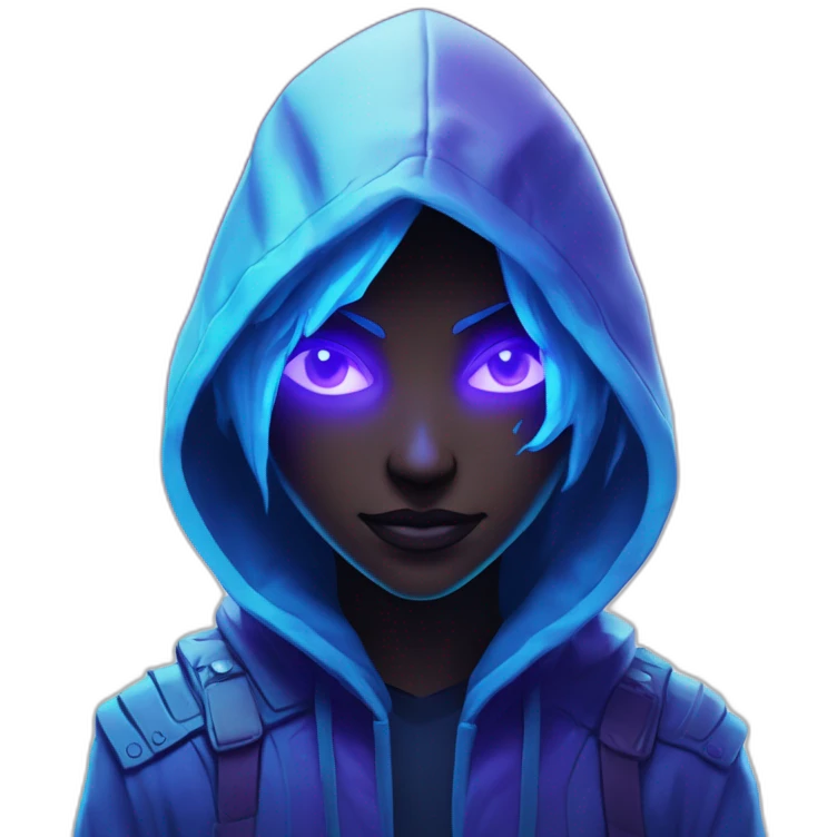 Riot Games Valorant neon blue eyes glowing bright blue Video game character blue purple hooded assassin themed character shrouded wraith emoji