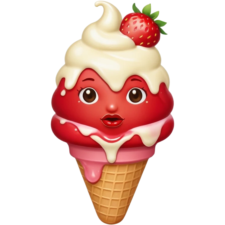 Lips with ice cream dripping down it  emoji