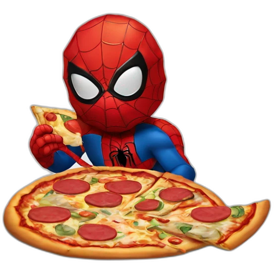 tartaruga ninja comendo pizza with Spiderman  emoji