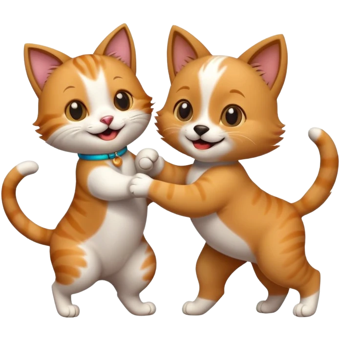 Cat dancing with a dog emoji