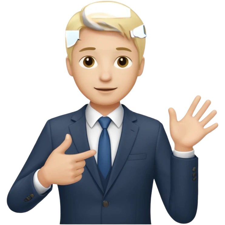 consulting man with hand with white skin and blonde hair helping emoji