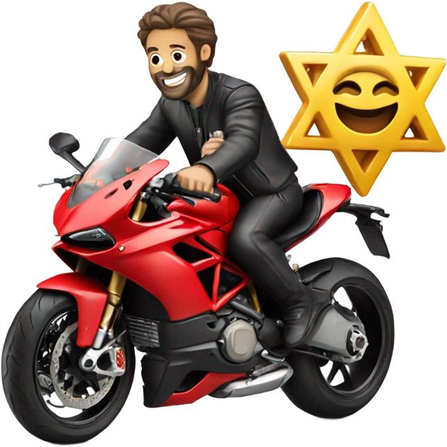 Ducati motorcycle with Jewish person riding it emoji