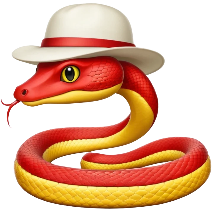 red snake, white hat emoji