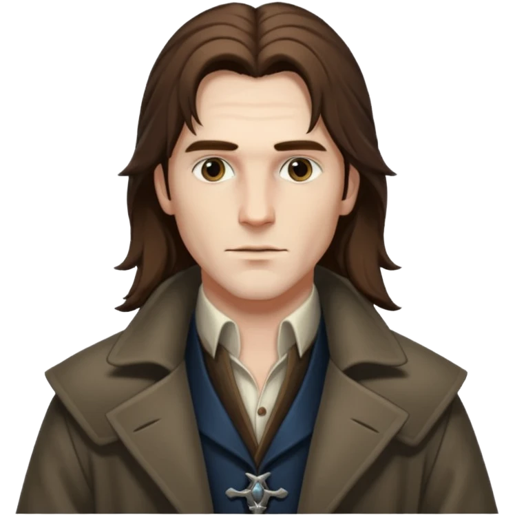 Van Helsing (male) from Dracula with long brown hair emoji