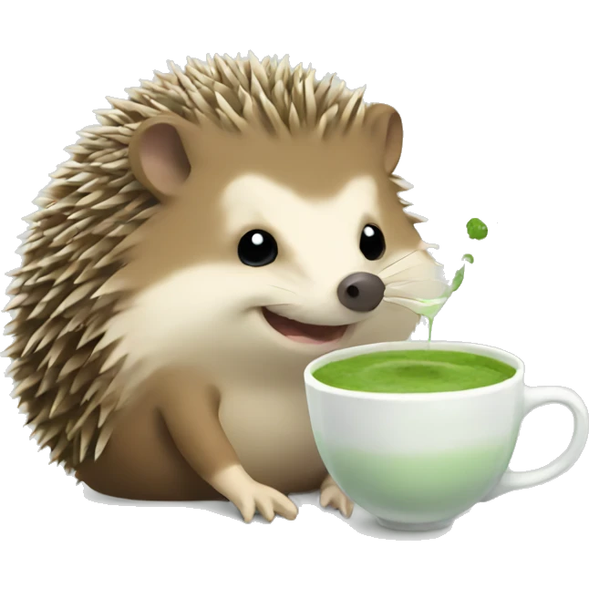 Hedgehog sipping matcha emoji