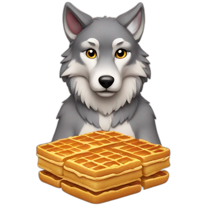 Wolf sitting on Waffles emoji