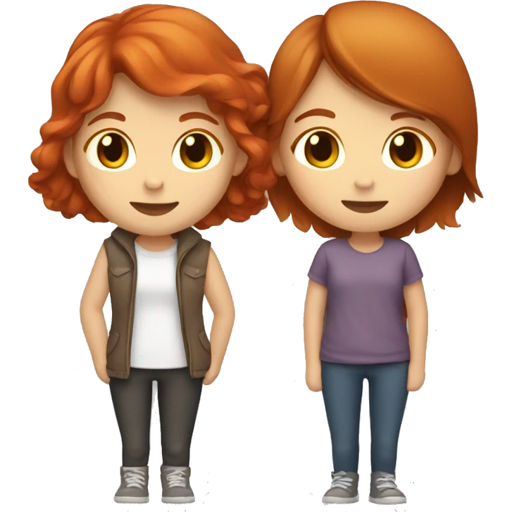 Red headed girl hugging brown haired girl emoji