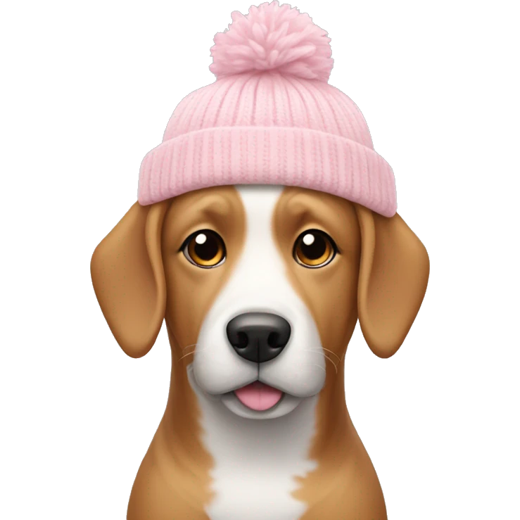 dog wearing light pink beanie emoji