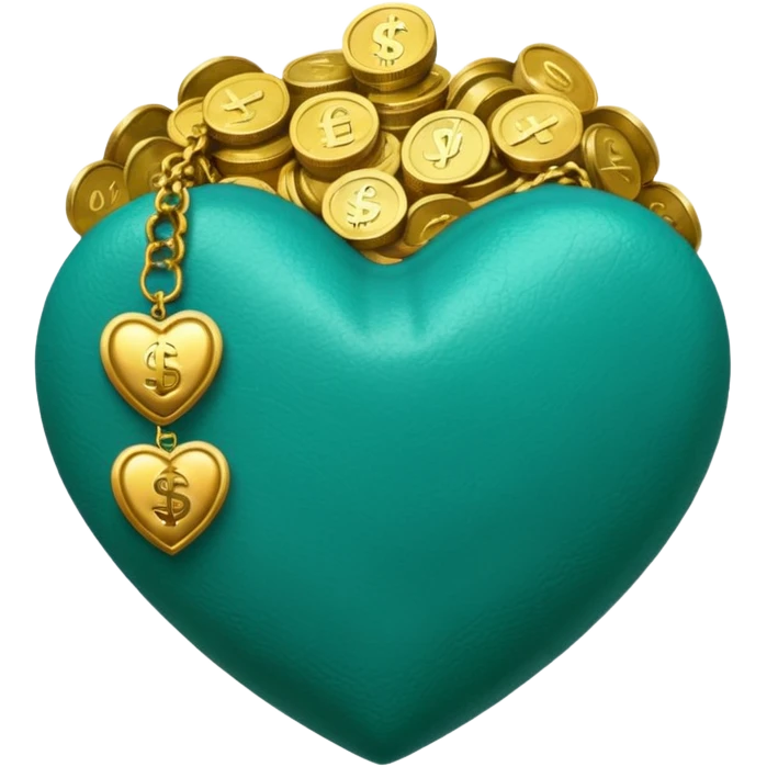 Teal heart with bag of money emoji