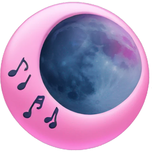 pink moon with music notes emoji