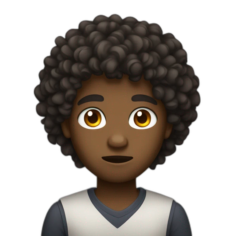 a black boy with curly hair and brown eyes who is angry emoji