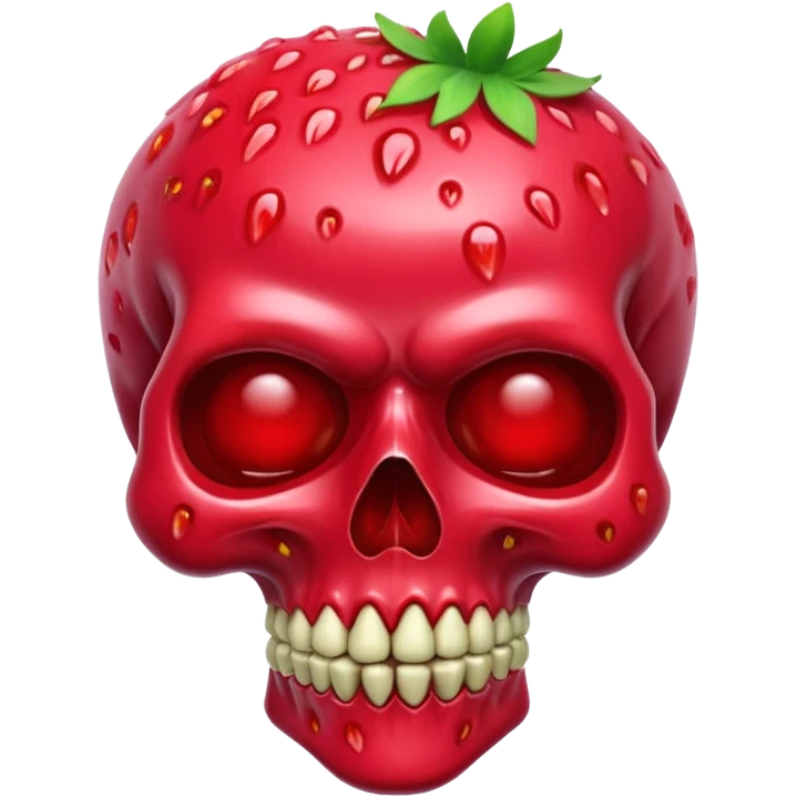 A green skull with strawberry marmalade emoji