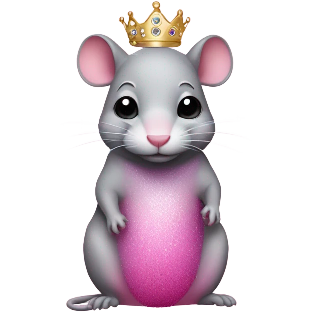 Pink ombre rat with tiara and glitted emoji