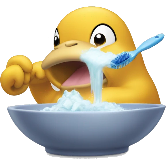 Psyduck brushing his teeth emoji