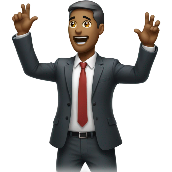 Businessman standing side view shouting emoji