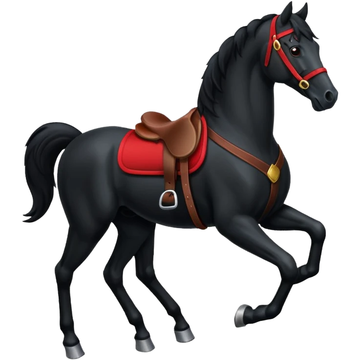 Black horse with red saddle  emoji