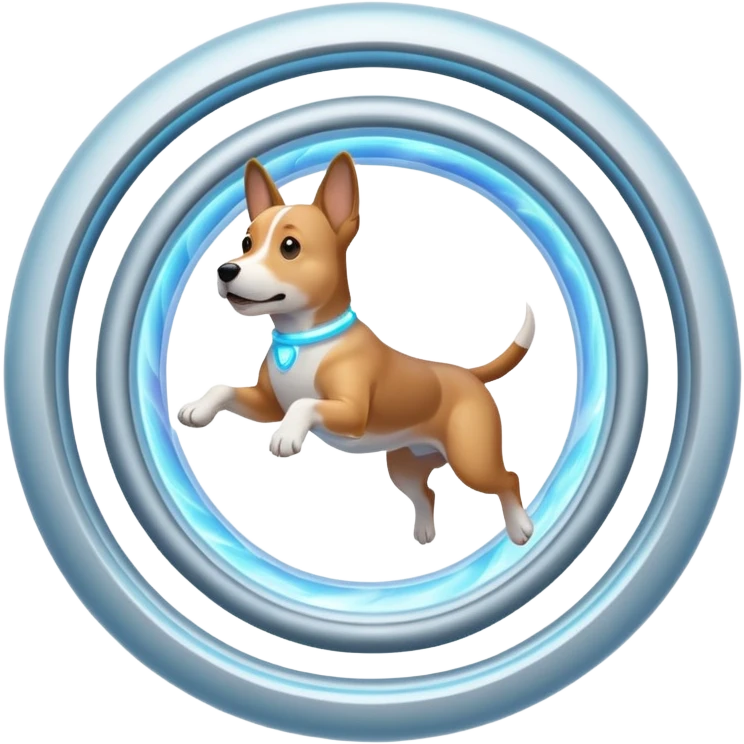 dog jumping through a teleportation portal emoji