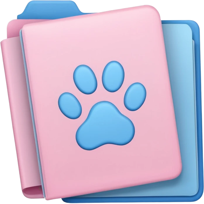 a pastel folder of documents with a pawprint on it emoji