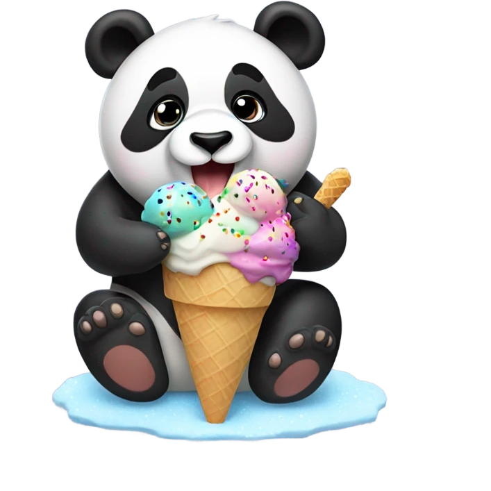 Panda eating ice cream emoji