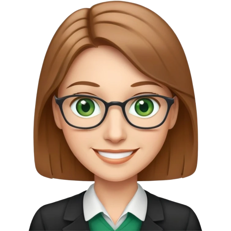 smiling teacher with light brown hair and green eyes emoji