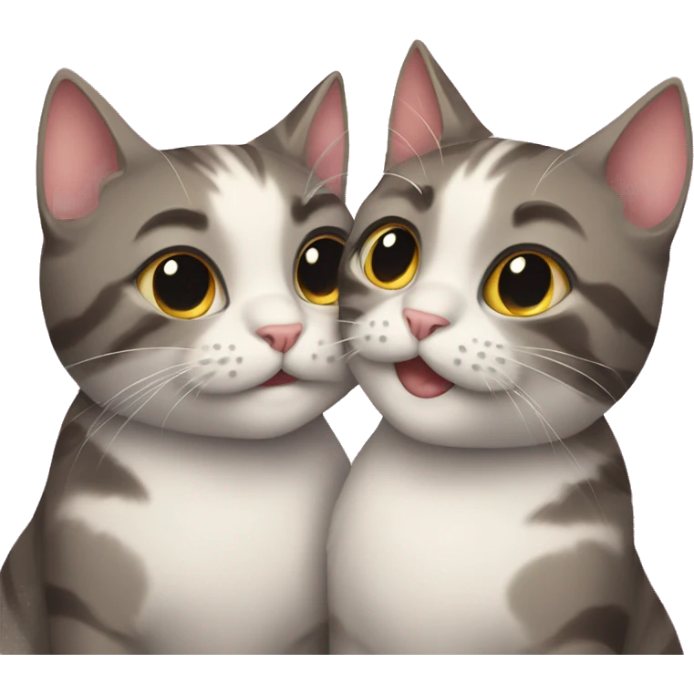 Two cats are loving each other emoji