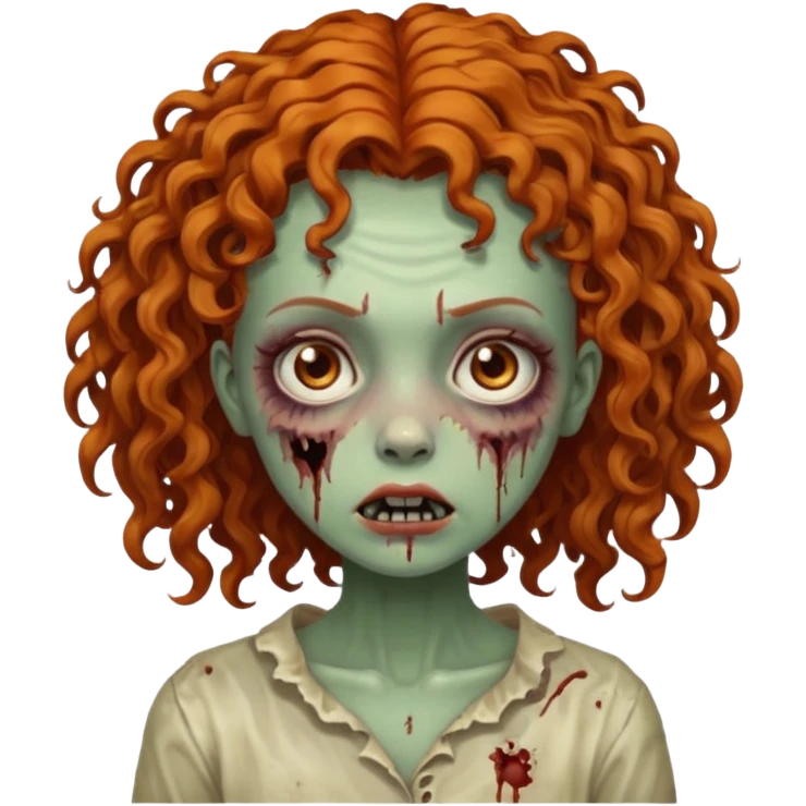 Ginger curly hair zombie girl with Brown eyes  emoji