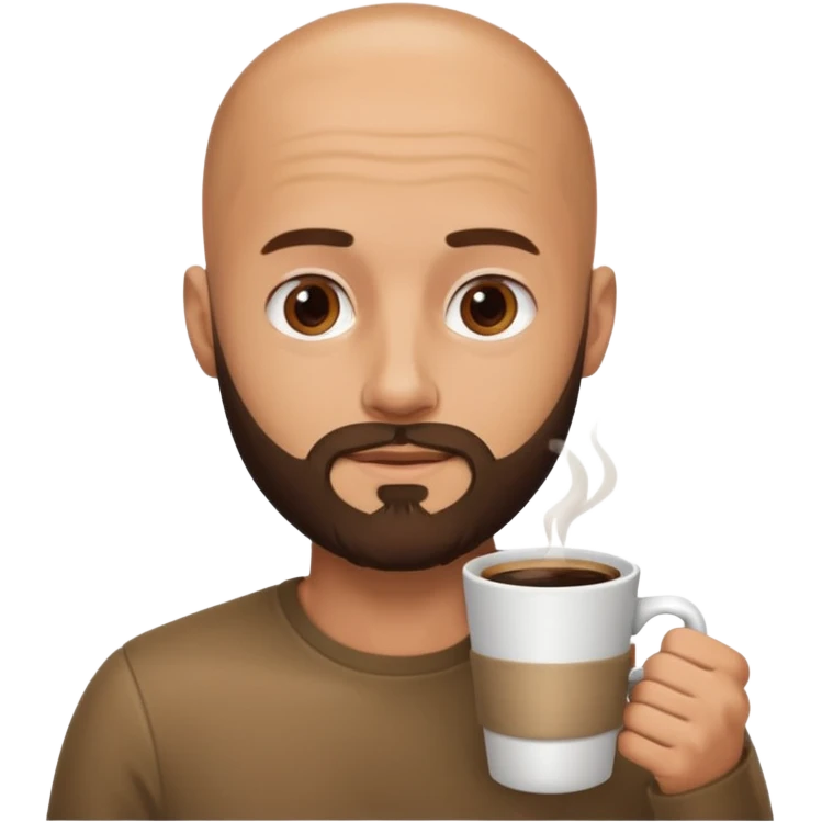 men with coffee no hair, beard emoji