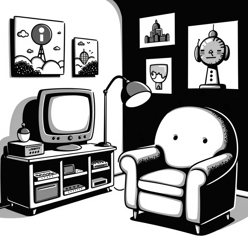 A retro gamer room with pixel posters and a console hooked to a tube TV emoji