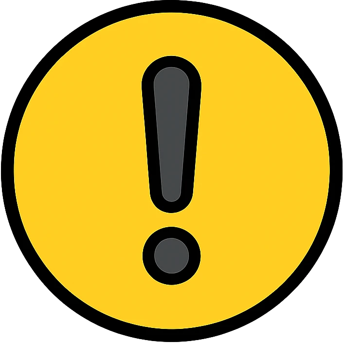 warning icon with exclamation mark inside a modern and simple circle, color outline style emoji