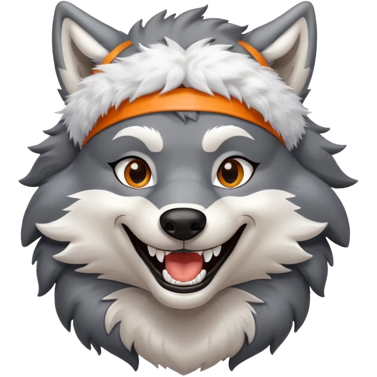Happy wolve with basketball headband on emoji