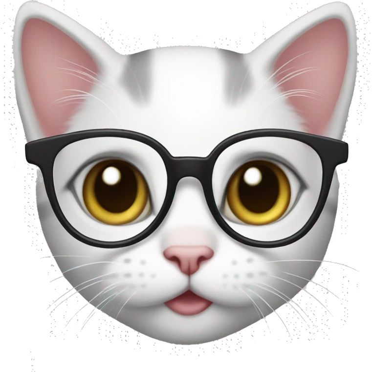 cute kitten female with glasses smart look emoji