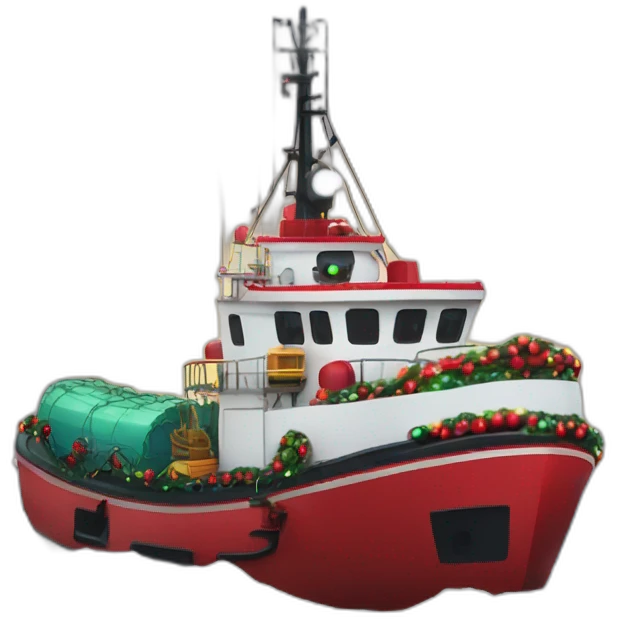 offshore tug boat decorated for Christmas  emoji