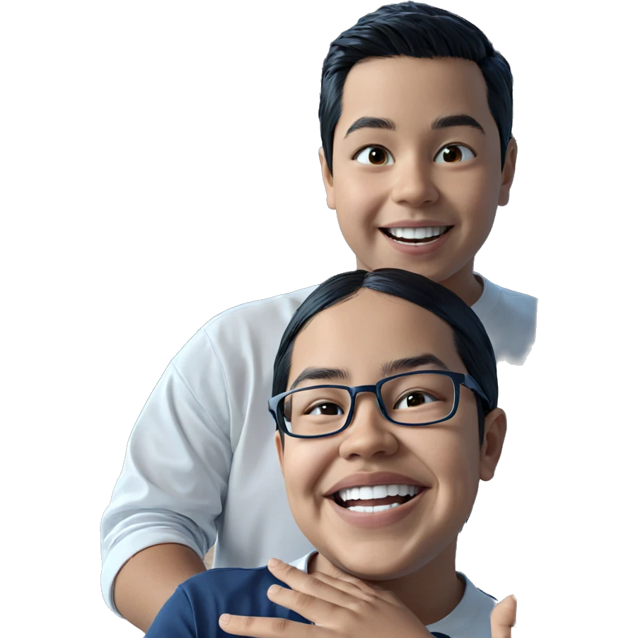 smiling boys in white shirts emoji