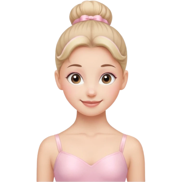 Pink Suit – Cheerful
 Smiling ballerina in pastel pink leotard, tidy high bun, bright happy eyes.















































 emoji