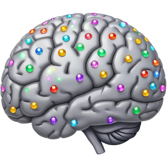Brain with colored sparkles around it emoji