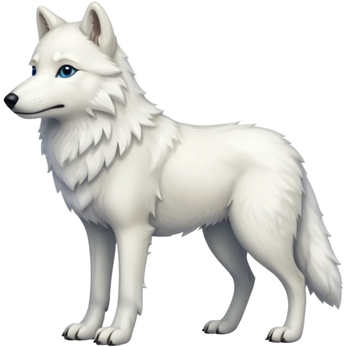 Hyper-realistic furry soft smooth elegant Arctic wolf, full body emoji
