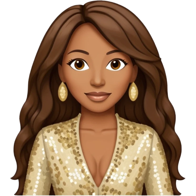 Yolanda Adams with long dark brown hair, cream sequin outfit  emoji