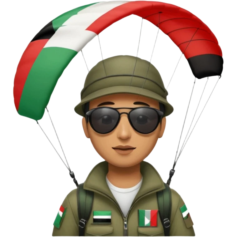 a palestinian flag paraglider, respect scrupulously the correct shapes and colours of the palestinian flag, try again emoji