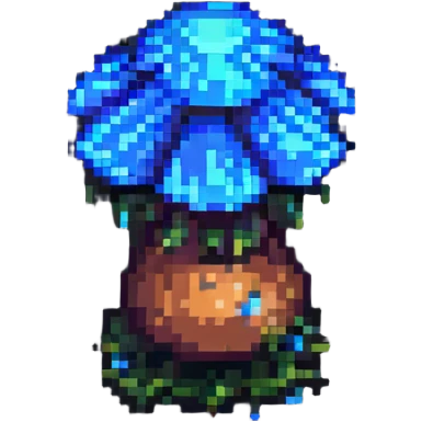 glowing mushroom, pixel art, blue glow emoji