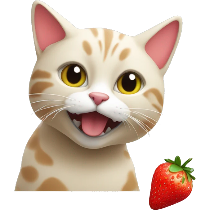 Cat eating a strawberry emoji